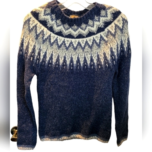WIND RIVER Heritage Faire Isle Blue Knit Long Sleeve Sweater Size Small - Picture 4 of 9